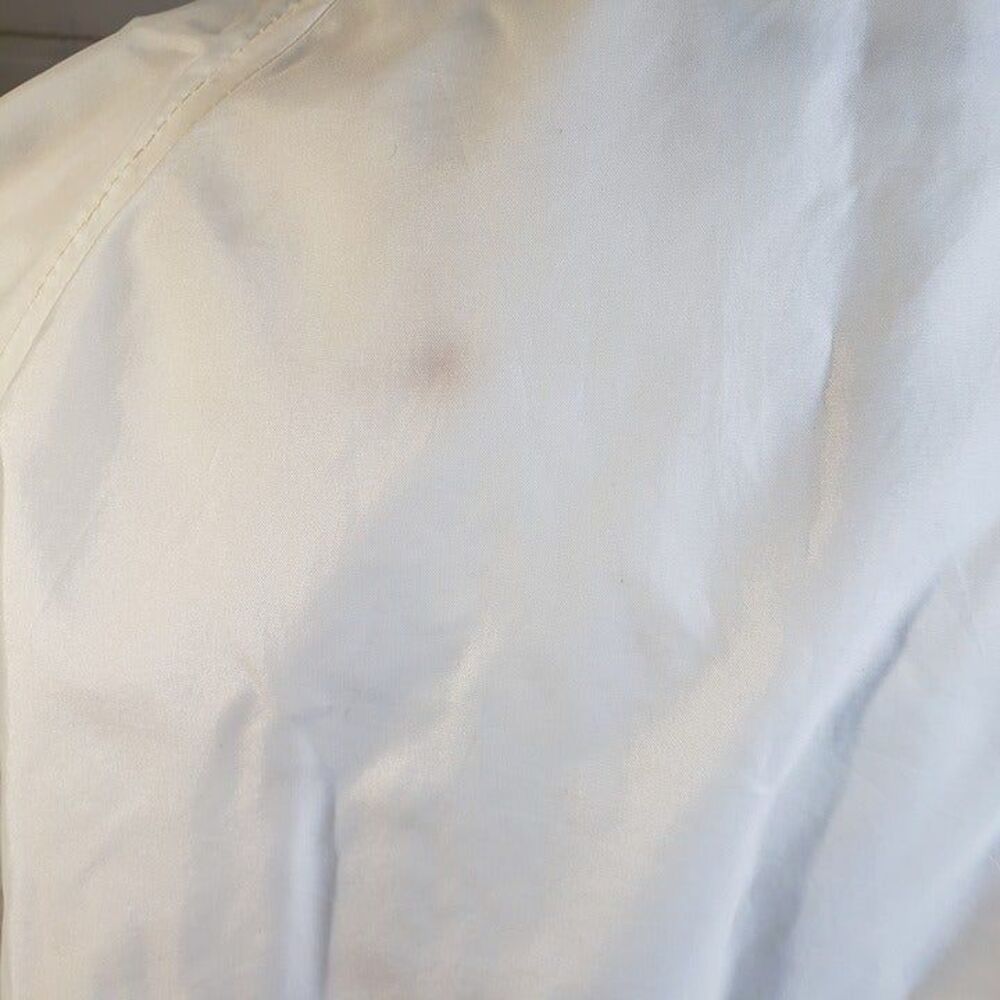 Vintage Unisex White Nylon Rain Jacket XL 2XL XXL Coat Zip & Snap Oversized - Picture 7 of 11